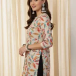 EthnicBasket Women Printed Cotton Blend Tunic Kurta (Beige)