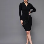 Miss Chase Women Bodycon Black Knee Length Dress