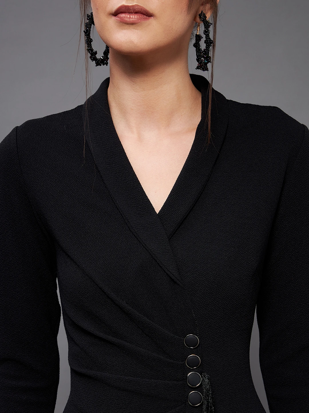 Miss Chase Women Bodycon Black Knee Length Dress