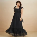 Miss Chase Women Tiered Black Maxi/Full Length Dress