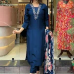 KEVIJA Women Cotton Rayon Kurta Pant Dupatta Set